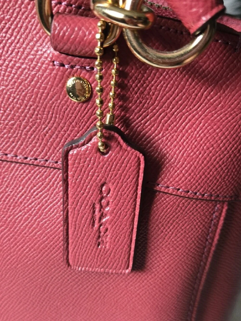 Coach Pink Leather Satchel with Cherry Charm - Picture 6 of 12